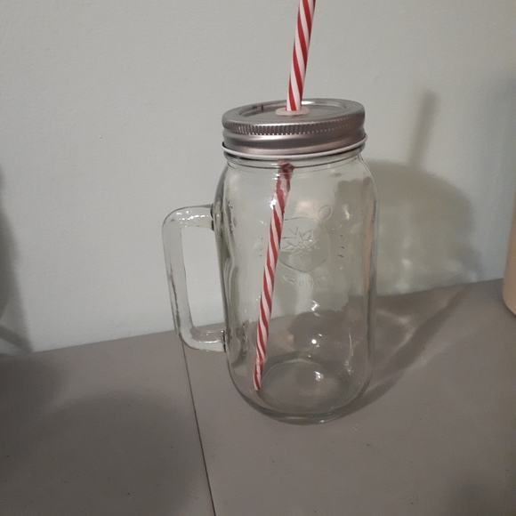 Country drinking jar Mason jar, with lid and straw - Picture 2 of 6